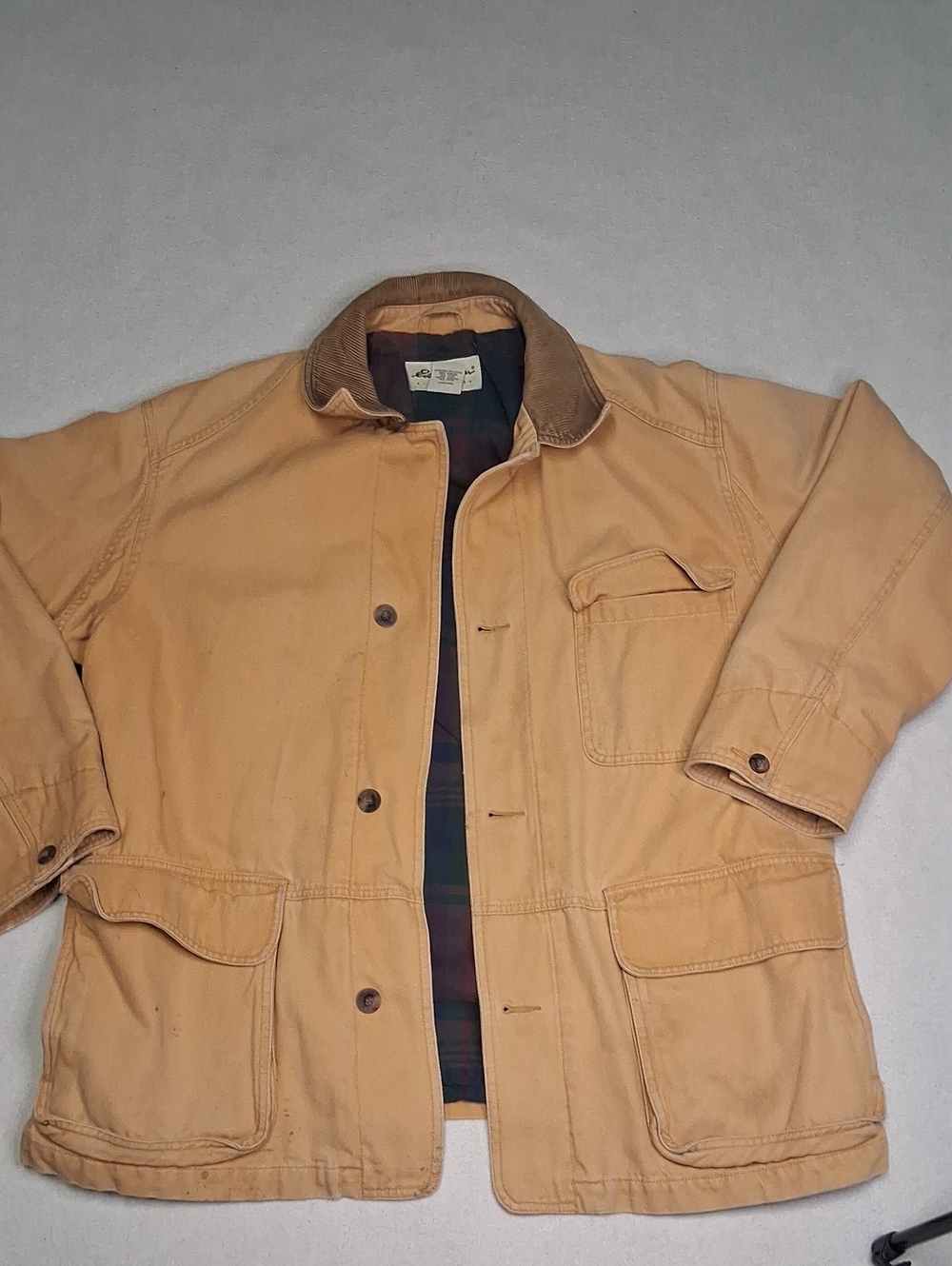 Vintage Eddie Bauer Tan Field Jacket with Brown Corduroy Collar